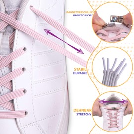 Sulpo Elastic Rubber Shoelaces with Metal Magnetic Fastener - Ties Free - Rubber Laces - Laces Replacement Laces - Loop Free Laces - Rubber Laces for All Shoes