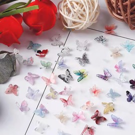 30 Pcs Mini Resin Butterflies Small Butterfly Nail Charms Colorful 3D Nail Design Butterflies Nail Art Butterfly Beads Miniature Garden Butterflies Micro Plastic Butterflies for Dollhouse