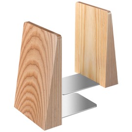 DRELIFAM Ash Wood Book Ends Heavy Duty Handmade Book Ends for Shelves Decorative Bookends to Hold Heavy Books (Ash Wood Large)