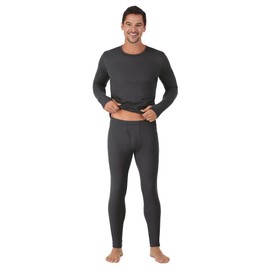 Cuddl Duds Mens Thermal Underwear - Cold Weather Heavyweight Base Layer 2-Piece Set - Moisture-Wicking Long Johns - Winter Clothes- Charcoal - XXL