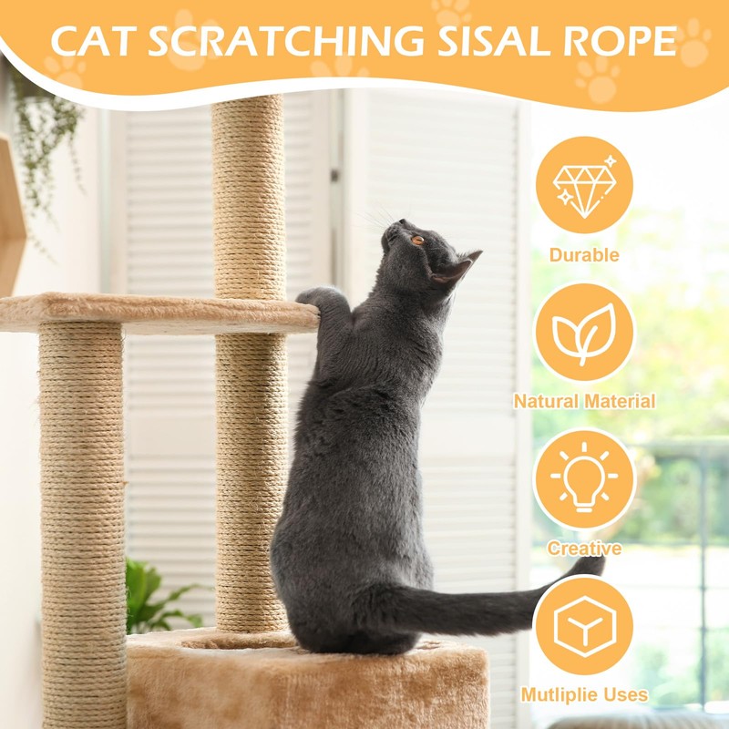 Starvortex 60M Sisal Rope for Cat Scratcher, 6MM Diameter Thick