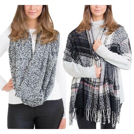Emanuel Geraldo Women's Blanket and Infinity Scarf, 2 Pack