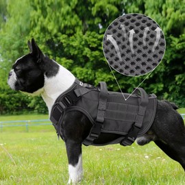 Forestpaw Upgraded Mesh Breathable Tactical Dog Harness,Reflective Military Dog Harness,No Pull Front Clip Service Dog Vest with 2 Handles,Adjustable Pet Vest for Medium Large Dogs(Black-L)
