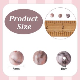 OLYCRAFT 116~120 Pieces 6 mm Natural Pink Zebra Beads Striped Jade Beads Round Gemstone Beads Natural Gemstone Beads Energy Beads Jewellery Beads for Bracelet Necklace Jewellery Making