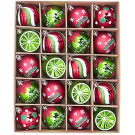 Victor's Workshop 20pcs 6cm Shatterproof Christmas Baubles, Delightful Elf Red Green and White Christmas Ball Ornaments for Christmas Tree Decoration