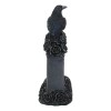 Gothic Raven Crow Perching On Black Roses Graveyard Tomb Headstone