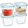 Qxbekmor Glass Soup Container with Airtight Lids, 4 Cup Square