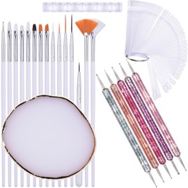 Ycyan 72 Pcs Nail Art Tools, Resin Nail Art Palette, Nail Art Brushes, Liner Brushes, Nail Dotting Tools, Nail Swatch Sticks, Acrylic Pen Holder Nail Art Kit For Gel Polish Design
