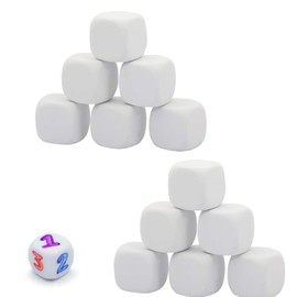 MFCGHXR 12PCS Set of 30mm Acrylic Dice Blank White Dice Cubes Create Your Own Fun - for Board Games, DIY Sticker Projects, Math Teaching, and Party Entertainment Let Your Imagination Roll!