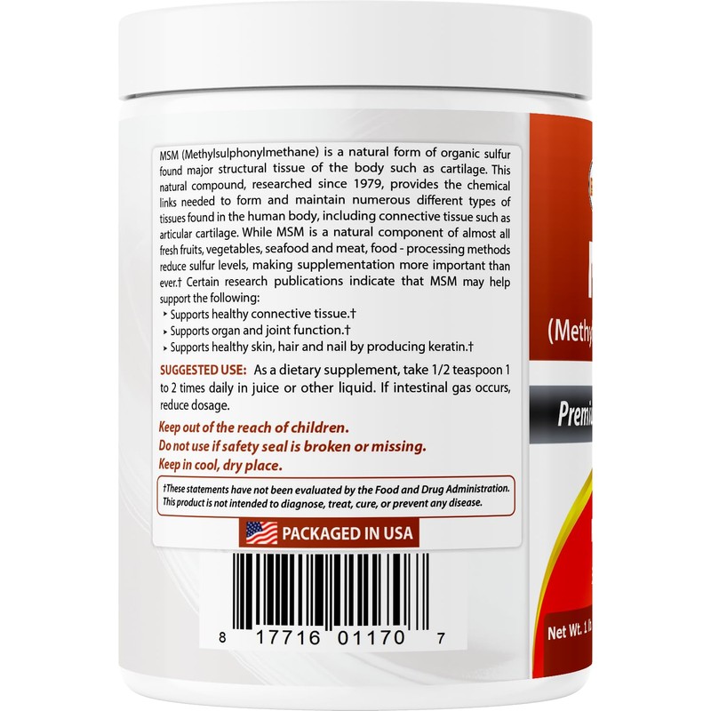 Best Naturals 100% Pure MSM Powder, 1Lb (Pack of 3)