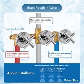 Cinwiny 3 Handles Tub Shower faucet set with Tub Spout Wall Mount 5-setting 6 Inch Round Shower Head Bathtub Filler Bathroom Tub and Shower Trim Kit with Brass Mixer Valve,Polished Chrome