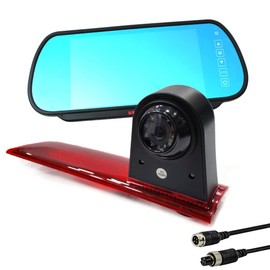 Brake Light Backup Camera Compatible for Ford Transit Custom Rear High Level Brake Light Reversing Parking Camera from 2012-2015 with 7 inch Clip-on Mirror Monitor