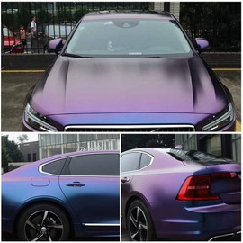 ATMOMO Purple to Charming Blue Matte Metallic Chameleon Car Vinyl Wrap Color Change DIY Vehicle Vinyl Wrapping Film with Air Release Technology, 59.84'' x 7.87''