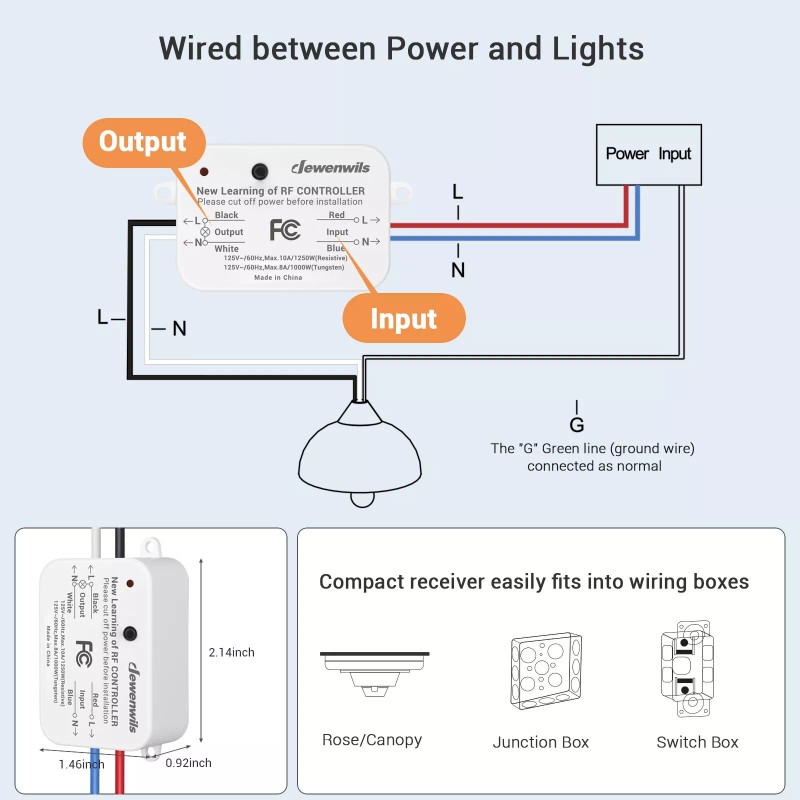 DEWENWILS Wireless Light Switch and Receiver Kit Remote Control Wall