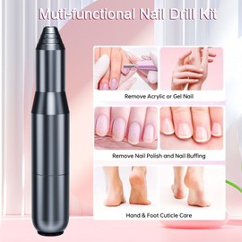 USB Nail Drill Electric Portable Manicure Pedicure Set Manicure Pedicure Salon Home Acrylic Gel Nails 25000RPM (Black)