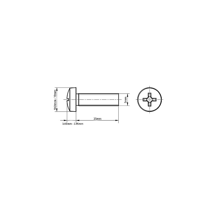 M5 (5mm x 25mm) Phillips Pan Head Machine Screws -