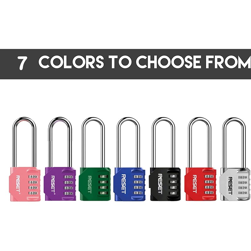 RESET- 4 Digit Combination Padlock with 2.4 inch Long Shackle,