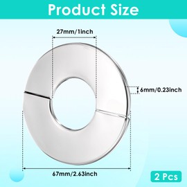 2PCS Wall Split Flange, Stainless Steel Plumbing Cover Plates, Round Escutcheon Plate for 28mm Dia Pipe, Buckles Design, Silver