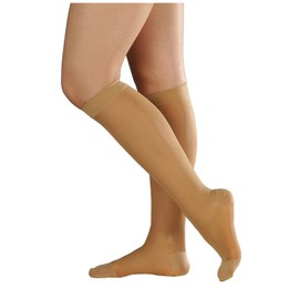 アルケア アンシルク・2 ブライト ハイソックス つま先あり 弾性ストッキング 18553 クリアベージュ S