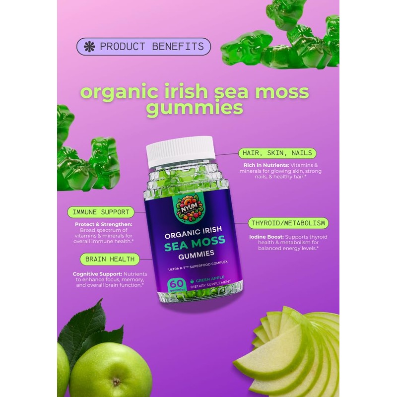 Generic Nyum Nutrition Ultra R-7 Organic Irish Sea Moss Gummies,