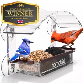 homebird Window Bird Feeder with Strong Suction Cups - (Upgraded 2024 Version) Bird Ho...