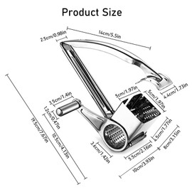 VOBOR Cheese Grater Box - Rotating Vegetable Grater, Mouli Grater with Stainless Steel Blades for Smooth Shredding and Slicing of Cheese and Veggies.