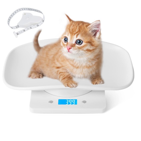 Digital Pet Scales with 1.5m Tape Measure, Small Weighing Scales, LCD Electronic Scale for Precise Measurements of Babies, Mini Animals, Food Scales for Kitchen, Ideal for Pet Owners (15KG Scale)