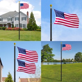Wphold 25FT Telescopic Flag Pole Kit: Extra Thick Telescoping Flag Poles, Black Heavy Duty Flag Poles for Outside House Inground with 3x5 American Flag
