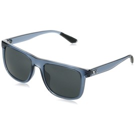 Coach HC8367U CH581 Sunglasses, TRANSPARENT BLUE FRAME / BLUE GREY SOLID LENS