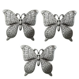 TONGNENGLIU 3 Pack Vintage Butterfly Cupboard Door Knobs Drawer Knobs Cabinet Knobs Dresser Knobs Drawer Pulls Door Knobs Metal Decorative Furniture Pulls Handles (Silver)
