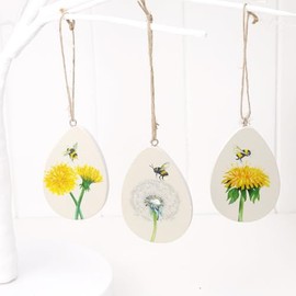 Bee & Dandelion Easter Tree Decoration | Hanging Wooden Ornament | Gisela Graham