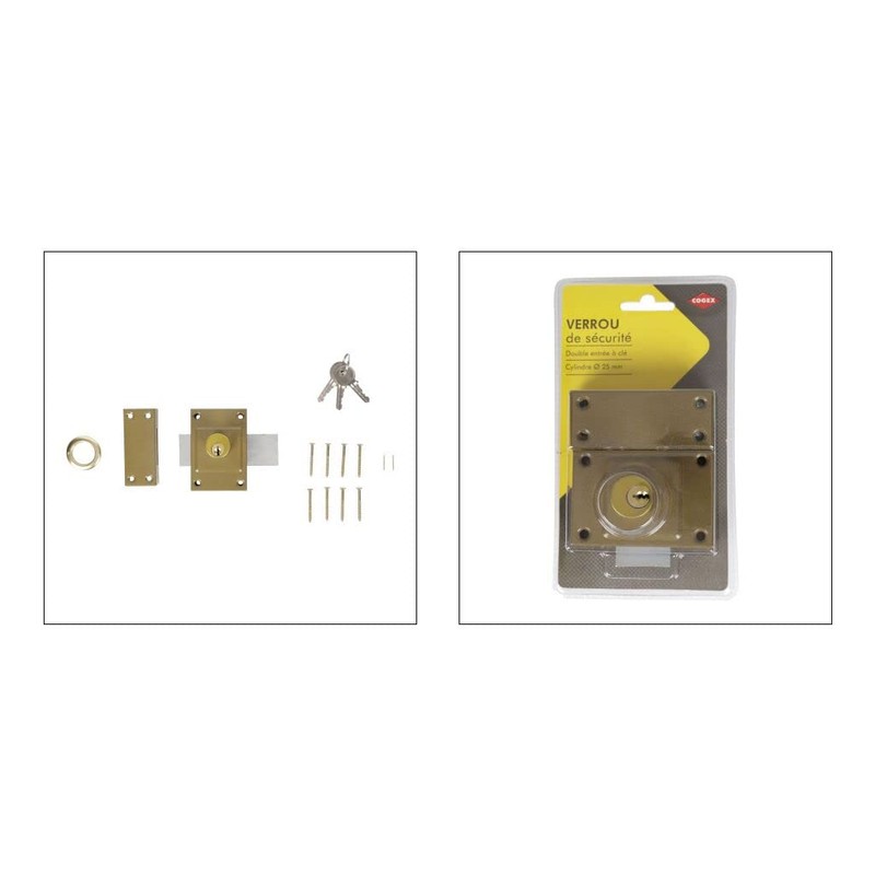 Cogex 647441 Double Exterior/Interior Door Security Lock/Cylinder Diameter 25 mm/Comes