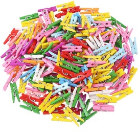 CCINEE 1 Inch 100pcs Mini Wooden Craft Clothespins Small Clothes Pins for Craft Photo Picture,Colorful
