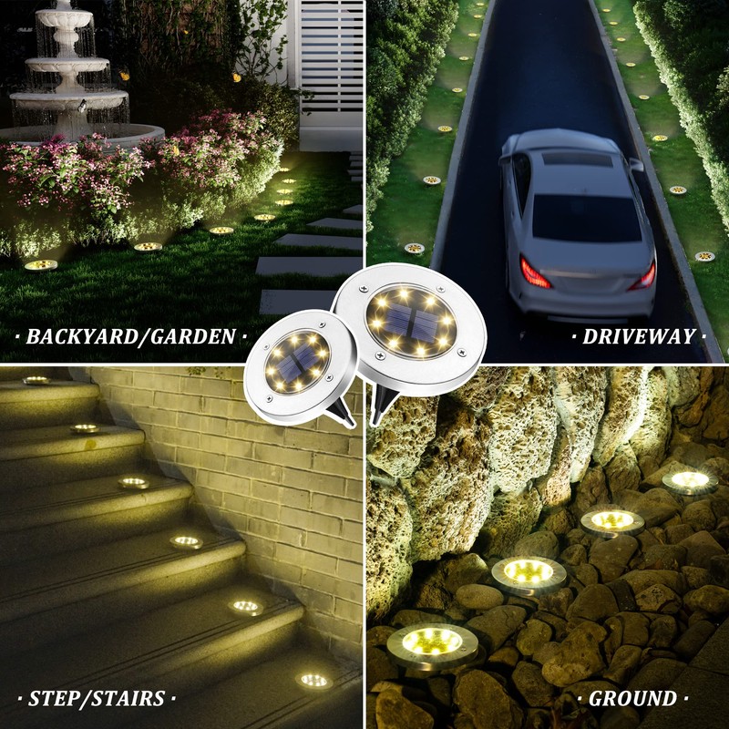 SOLPEX 20 Pack Solar Ground Lights Waterproof, Solar Powered Garden
