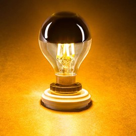 Lxcom Lighting G45 4W Gold Tipped Vintage LED Filament Bulbs(4 Pack)- E12 Candelabra Base 40 Watt Equivalent Half Chrome Dimmable LED Decorative Globe Lamp Warm White 2700K, AC110V-130V