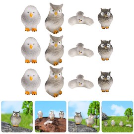STOBOK Miniature Owl Figures 12pcs Resin Mini Owl Statue Fairy Garden Accessories Mini Animal Figures Moss Landscape DIY Terrarium Home Decoration