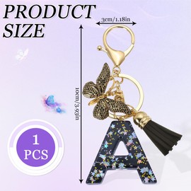 Schlüsselanhänger Buchstabe Schlüsselanhänger mit Anfangsbuchstaben Schmetterling Schlüsselanhänger Teenager mädchen, makramee schlüsselanhanger (A)