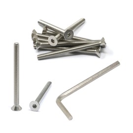 iexcell 10 Pcs 1/4-20 x 3 Stainless Steel 304 Hex Socket Flat Head Cap Screws Bolts Kit