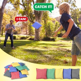 Libima 40 Pcs Mini Bean Bags for Tossing 3.1 x 3.1 Kids Small Bean Bag Bulk Cornhole Toys Beanbags Gaming for Carnival Game School Outdoor Activities