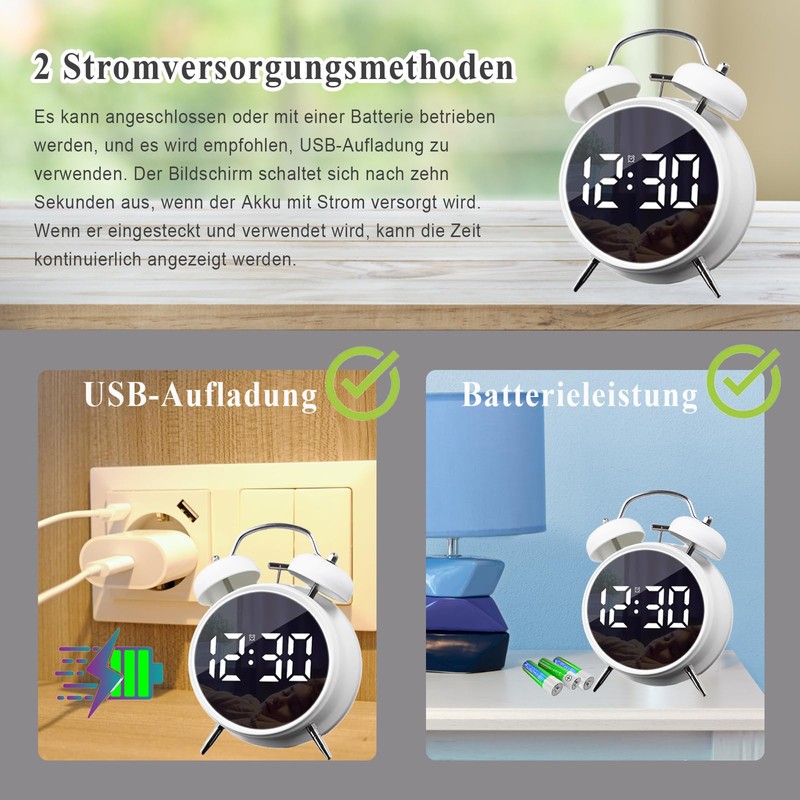 Justup Alarm Clock, Digital Alarm Clock with Large LED Display,