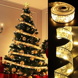 TURNMEON [Timer & Remote Control] Extra Long 40 Ft 120 LED Christmas Ribbons Lights, 8 Mode Fairy Lights Battery Operated Christmas Decoration Home Tree Indoor