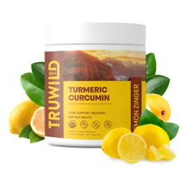 TruWild Curcumina en Polvo de Cúrcuma Vegana con Jengibre para la Digestión y Articulaciones, Sabor Limón                                             