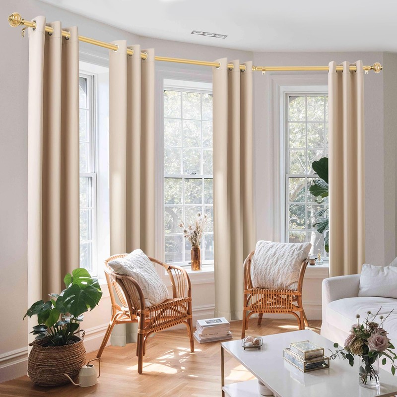 Bay Window Curtain Rods, USFOOK Gold Curtain Rods for Bay