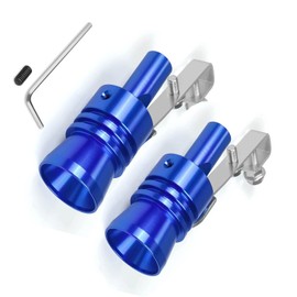 CO005 2PCS Aluminum Alloy Universal Turbo Whistle,Turbo Sound Exhaust Muffler Pipe Whistle Car Roar Maker, Car Tail Whistle,Car Blow Off Valve Tip Simulator Whistler (Blue_L_2pcs)