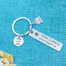 New Home Keychain Housewarming Gift for New Homeowners ,New House Keyring Moving In New Home Gift for Couple Friends Family Coworker ,Real Estate Agent Closing Gift Sweet Home Jewelry