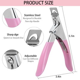 C12rtive Acrylic Nail Clipper with Magnets,Nail Clippers Acrylic Nail Cutter,Nail Cutter for Nail Tips with 10PCS Sizer Magnets,Manicure Tool for Salon or Home Nail Art(Pink)