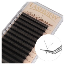 LASHVIEW YY Lash Extensions, LU Curl 0.07mm 8-15mm Premade 4D Fans Eyelash Extension Volume Lashes Extension YY Lashes Soft Matte Black Lashes (YY 0.07 LU 8-15mm)
