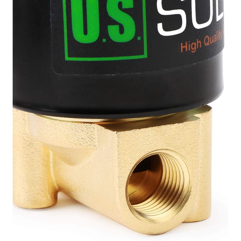 U.S. Solid 1/4" Brass Electric Solenoid Valve 110VAC Normally Closed