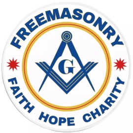 Kiwi Gifts Freemasonry Faith Hope Charity - 3 Pack Circle Stickers 3 Inch - Compass