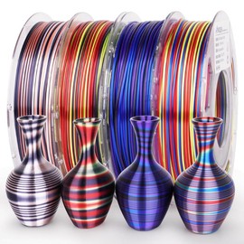 Silk S-Series PLA 3D Printer Filament, Shiny Multicolor Rainbow PLA Filament, 1.75mm:_S-Series Bundle 200g*4 Spools B